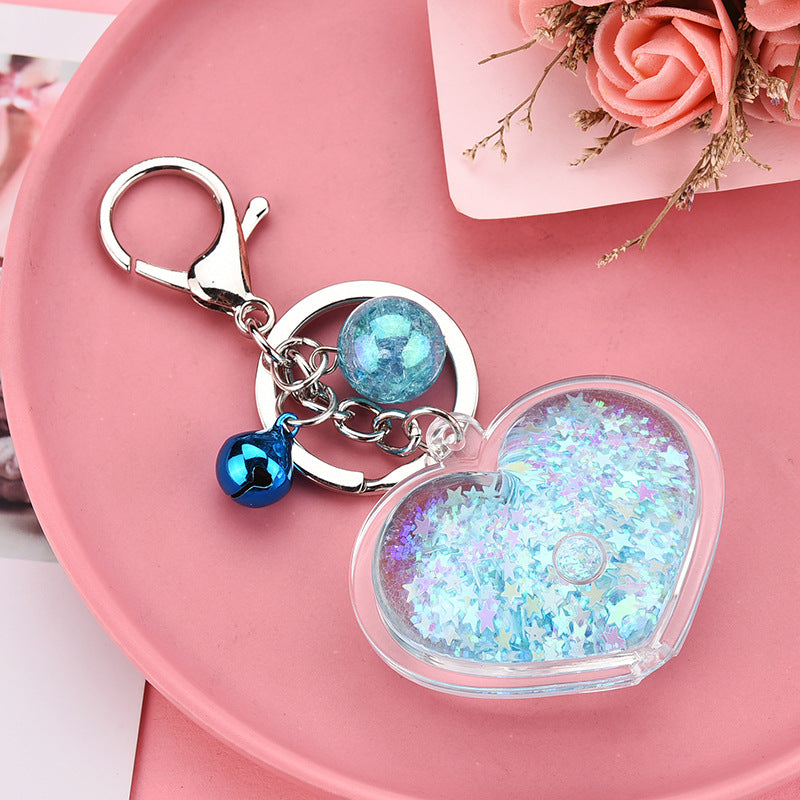Wholesale Peach Heart Oil-in-oil Glitter Liquid Acrylic Keychain