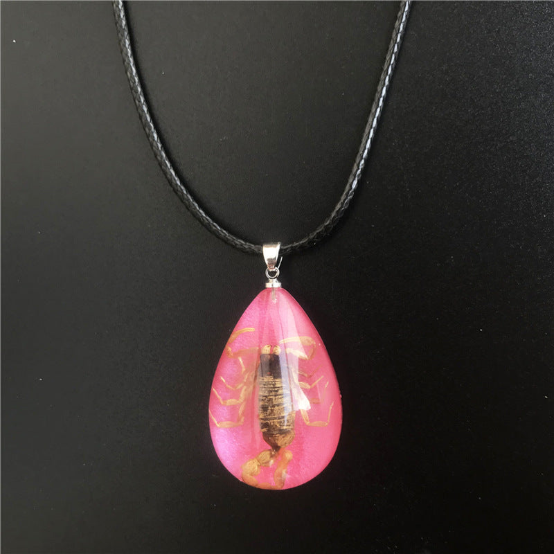 Wholesale 6pcs Scorpion Amber Real Insect Luminous Pendant Specimen Necklace