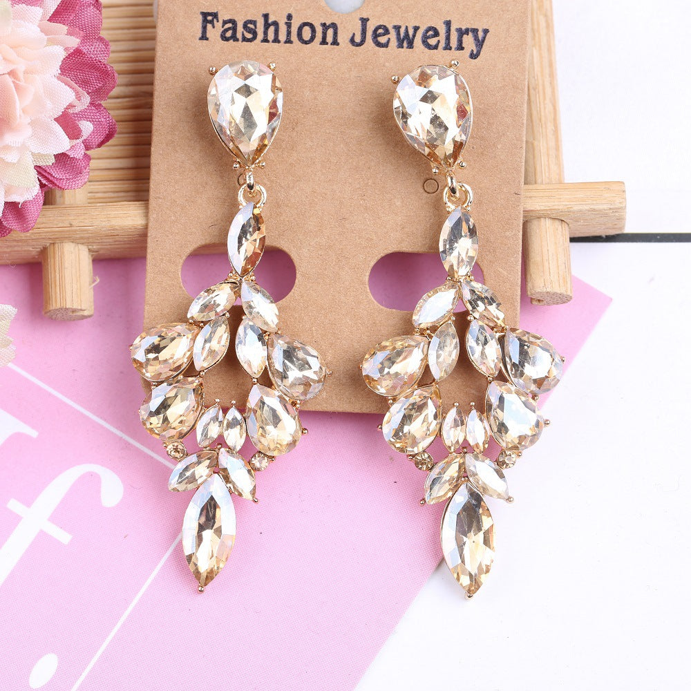 Wholesale Crystal Rhombus Zinc Alloy Earrings