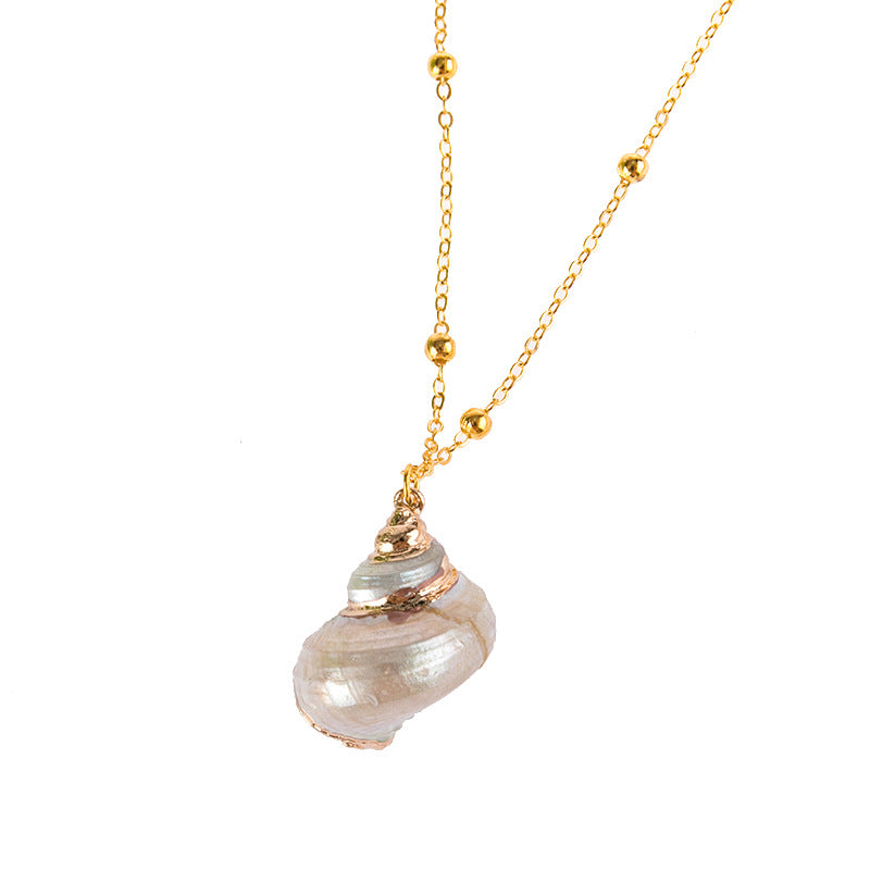 Wholesale Gold Rimmed Ocean Style Conch and Seashell Necklaces