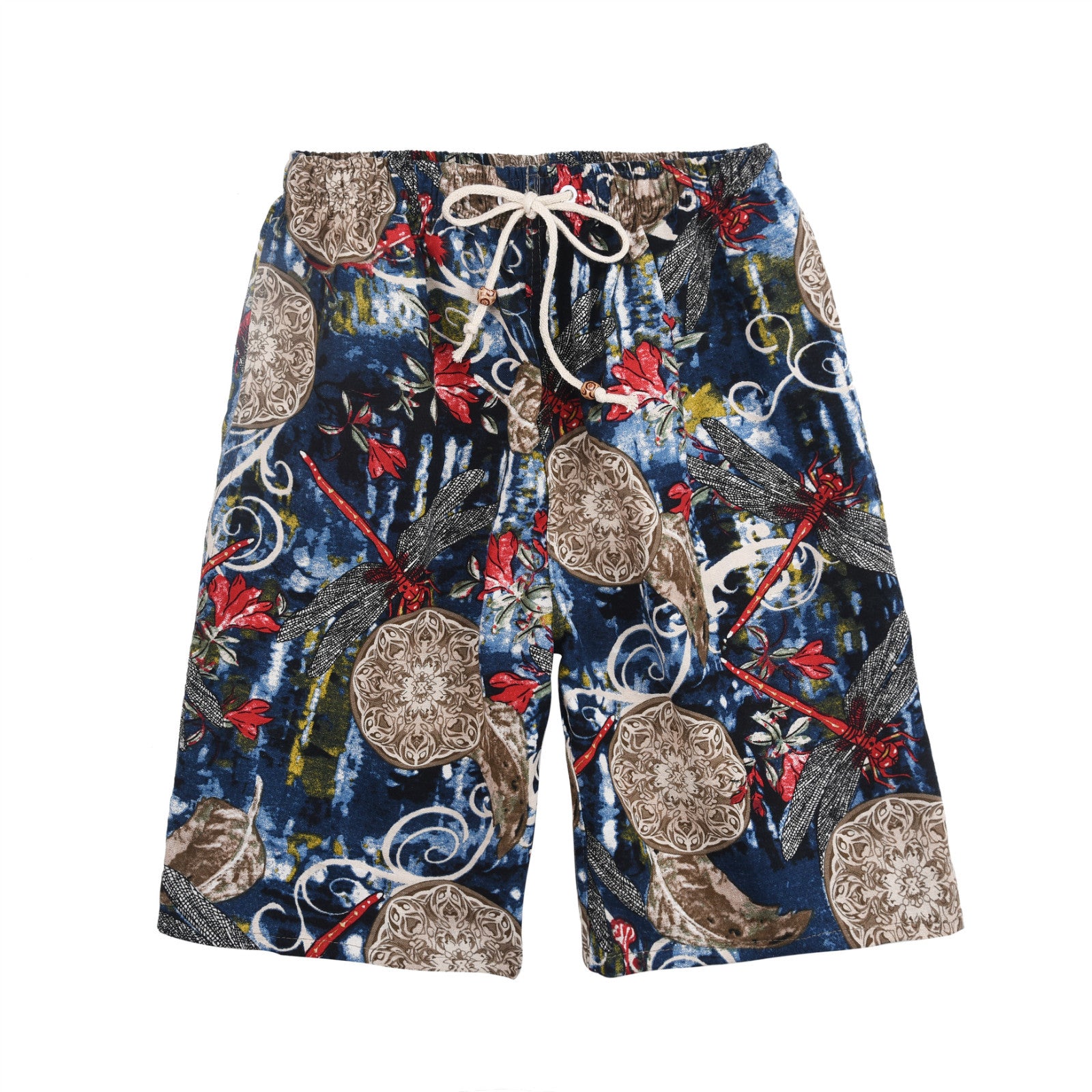 Wholesale Cotton & Linen Printed Five Cent Loose Plus Size Swimwear Shorts