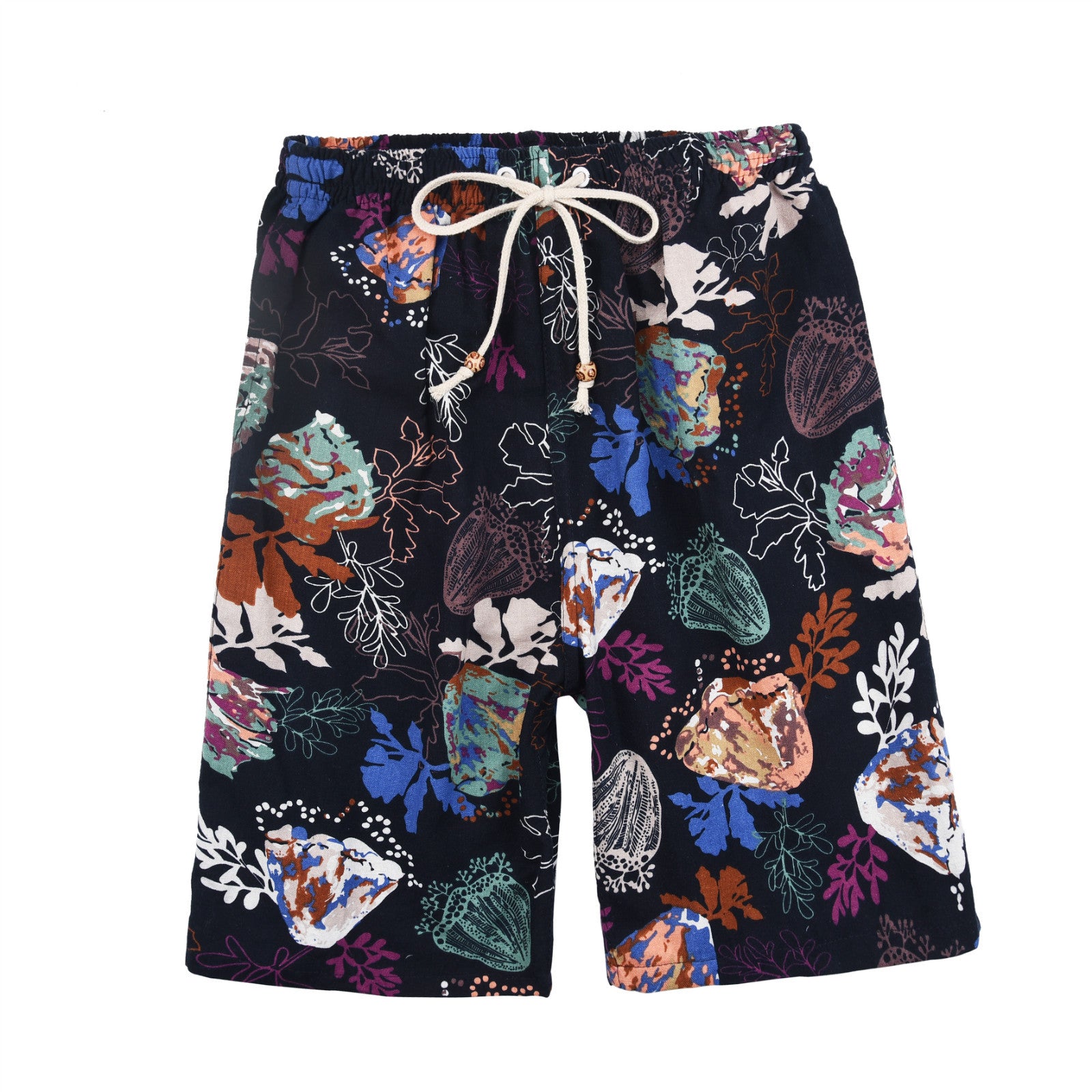 Wholesale Cotton & Linen Printed Five Cent Loose Plus Size Swimwear Shorts