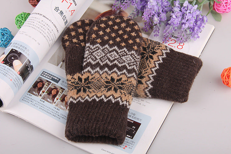 Wholesale Double Layer Thick Warm Pack Mittens Wool Gloves