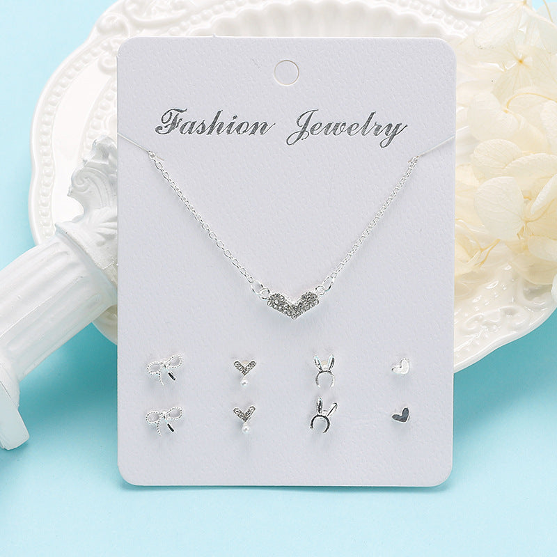 Wholesale Sweet Clavicle Chain Necklace Earrings Set