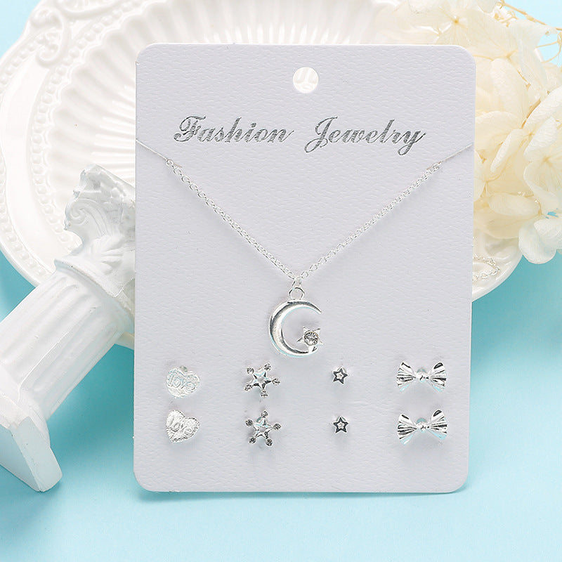 Wholesale Sweet Clavicle Chain Necklace Earrings Set