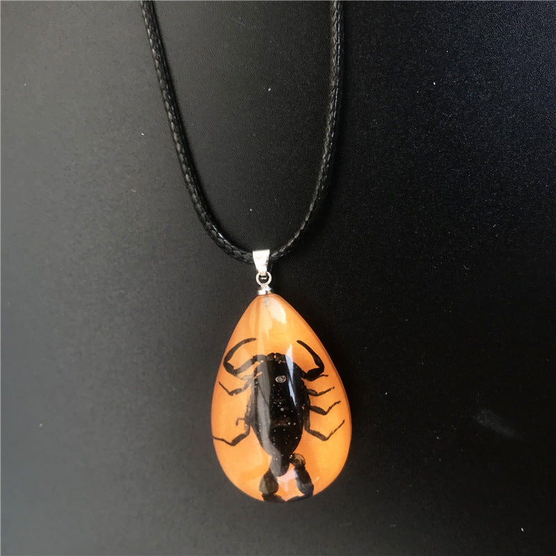 Wholesale 6pcs Scorpion Amber Real Insect Luminous Pendant Specimen Necklace