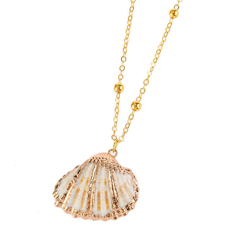Wholesale Gold Rimmed Ocean Style Conch and Seashell Necklaces