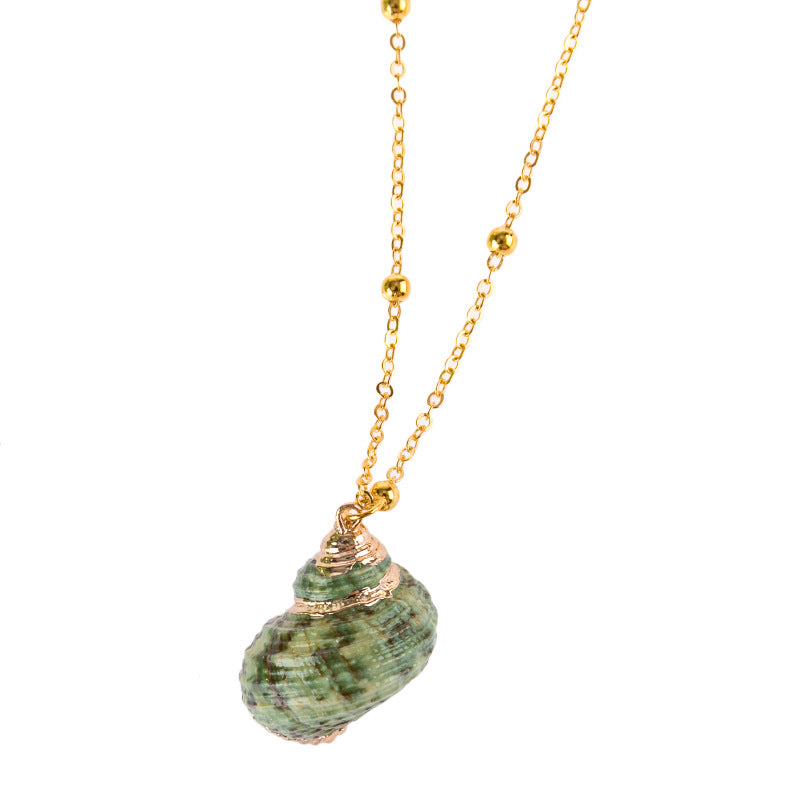 Wholesale Gold-edged Conch and Seashell Necklace