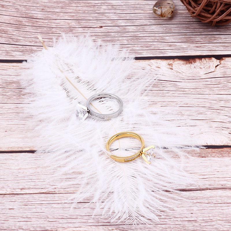 Wholesale Zircon Four Claw Set Zircon Titanium Steel Rings