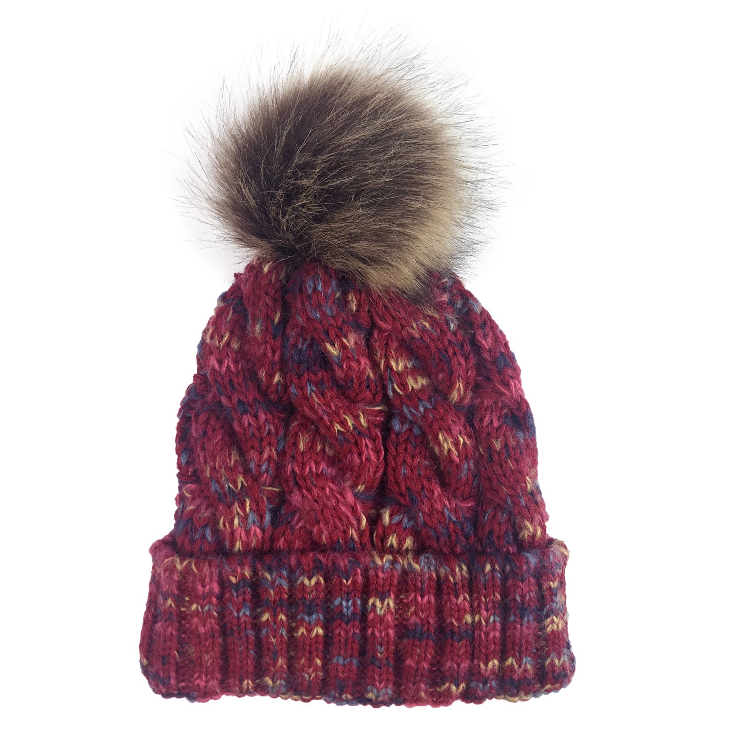 Wholesale Colorful Reverse Edge Twist Knitted Hat Ponytail Wool Hat Dual-purpose