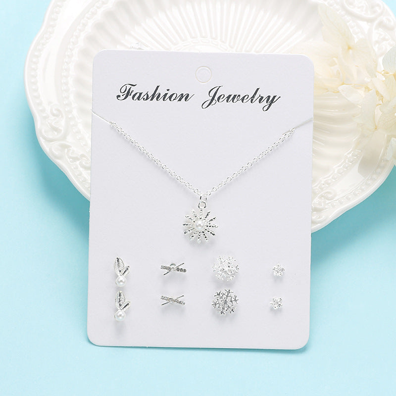 Wholesale Sweet Clavicle Chain Necklace Earrings Set