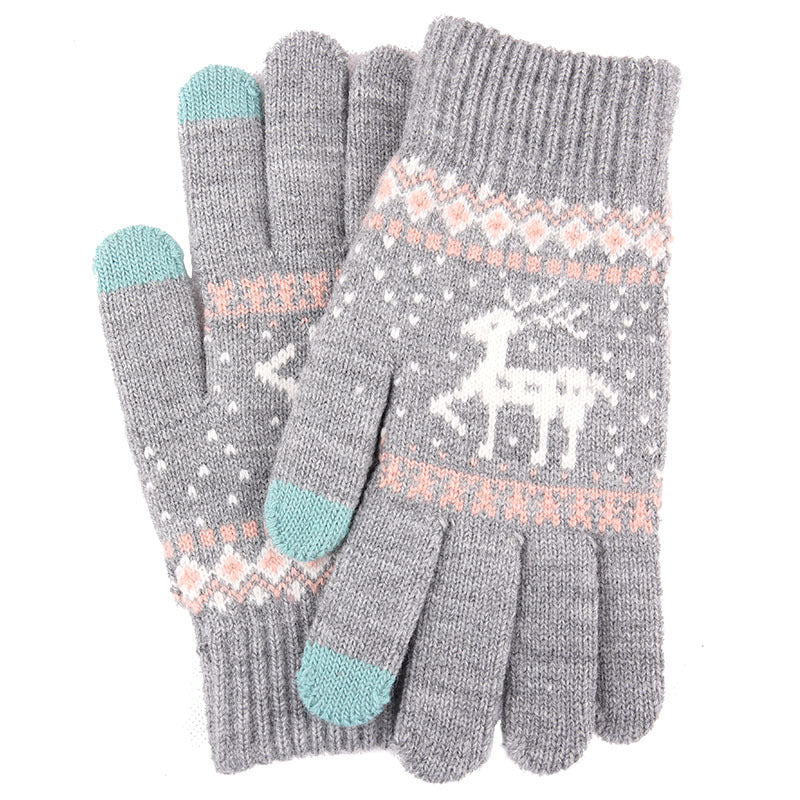 Wholesale New Knitted Plush Thick Cold Deer Touch Screen Gloves