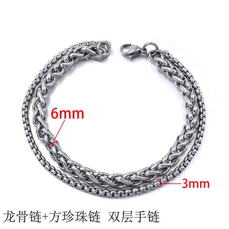 Wholesale Titanium Steel Double Layer Bracelet for Men