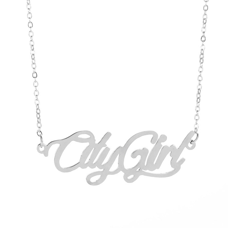 Wholesale Stainless Steel City Girl Letter Necklace DIY Lettering Clavicle Chain