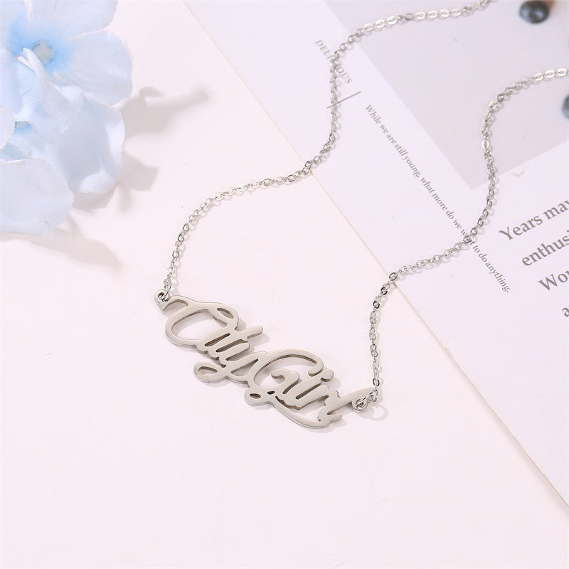 Wholesale Stainless Steel City Girl Letter Necklace DIY Lettering Clavicle Chain