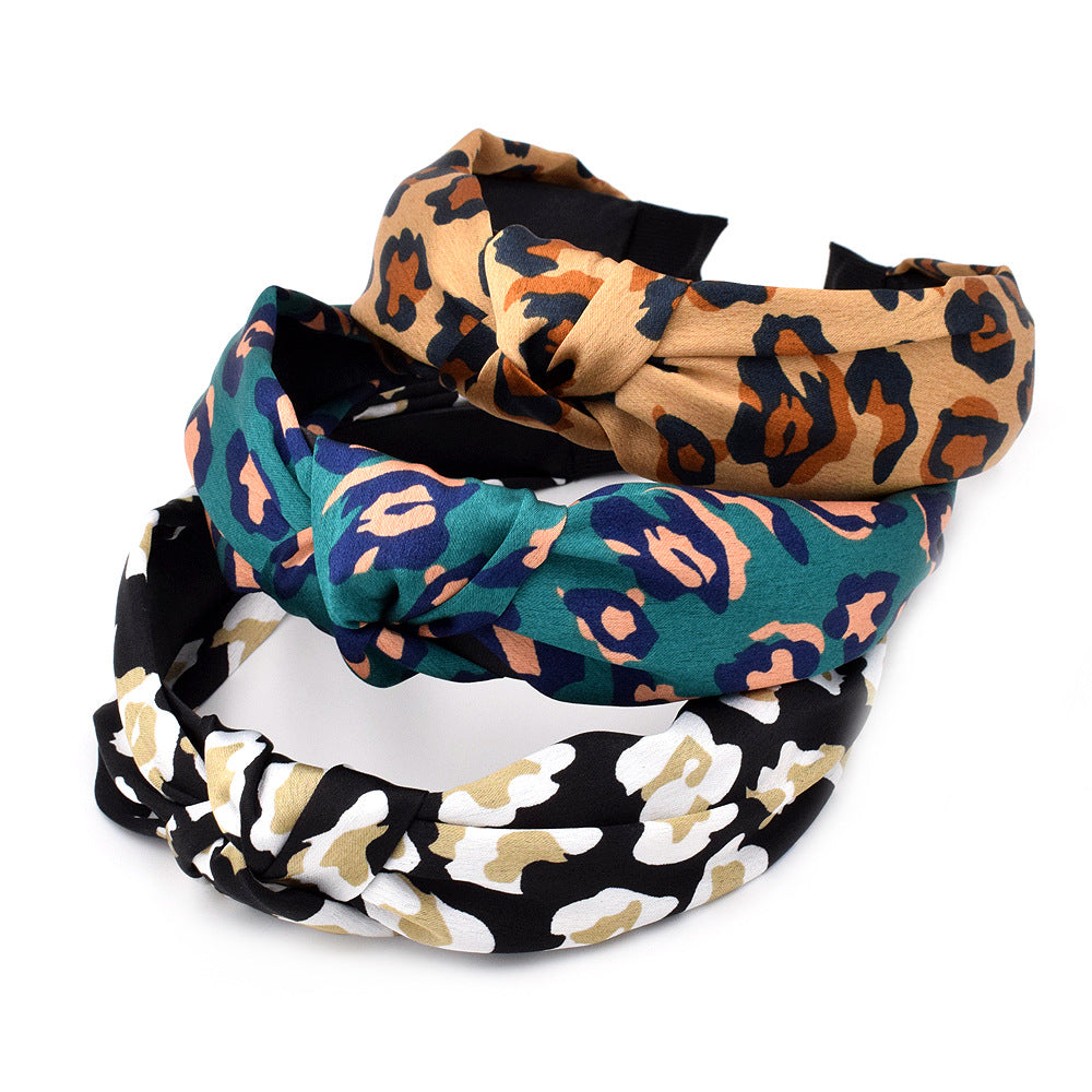 Wholesale Autumn and Winter New Leopard Print Wide Fabric Headband