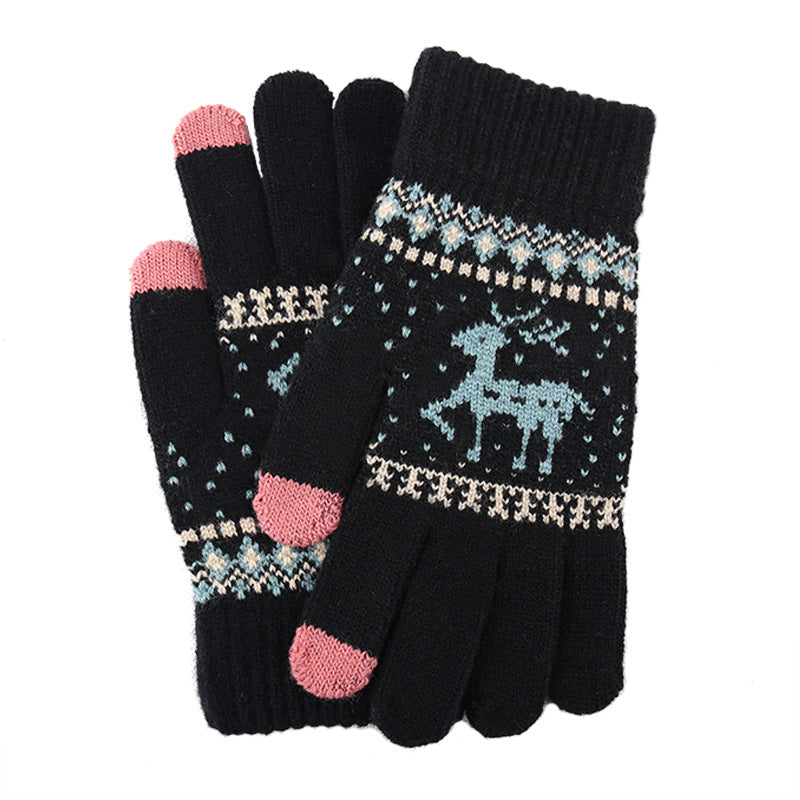 Wholesale New Knitted Plush Thick Cold Deer Touch Screen Gloves
