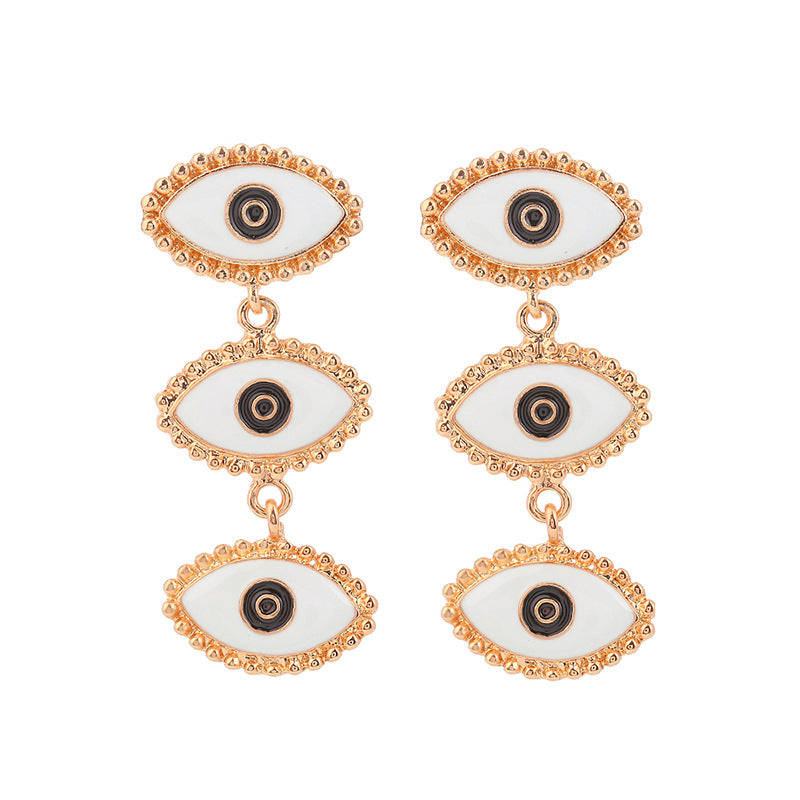 Wholesale Long Tassel Demon Eye Alloy Earrings