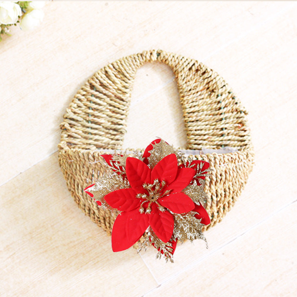 Wholesale Christmas Plastic Gold Powder Flower Christmas Tree Decoration Accessories