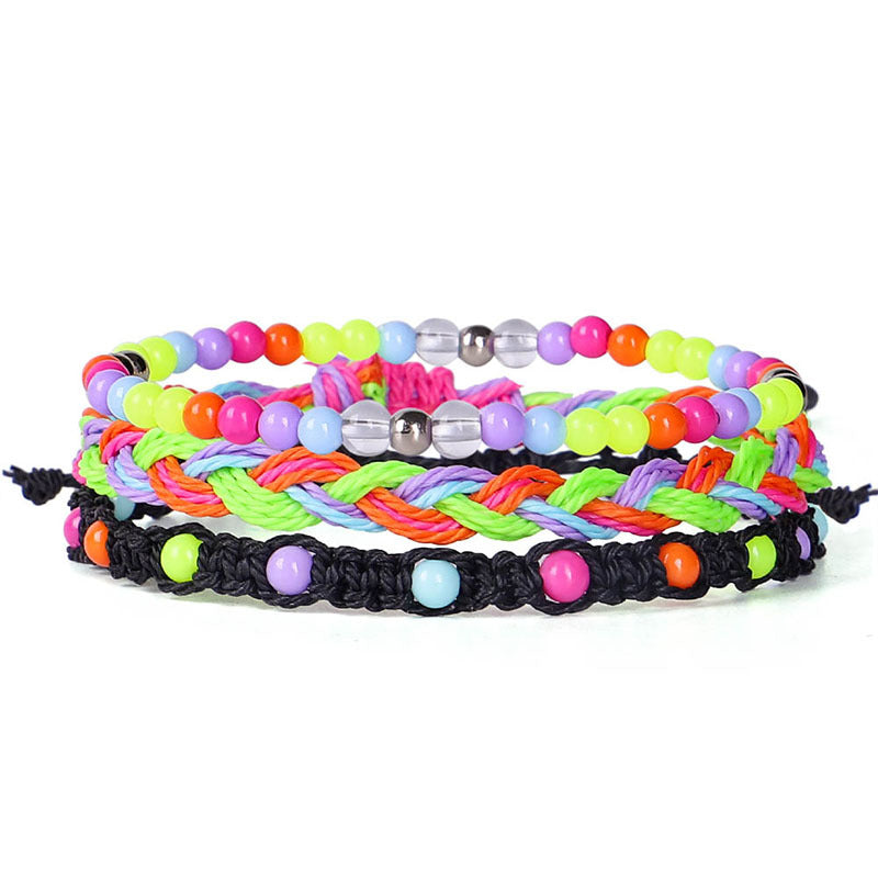 Wholesale Hand-woven Wax Thread Colorful Beaded Bohemian Bracelet