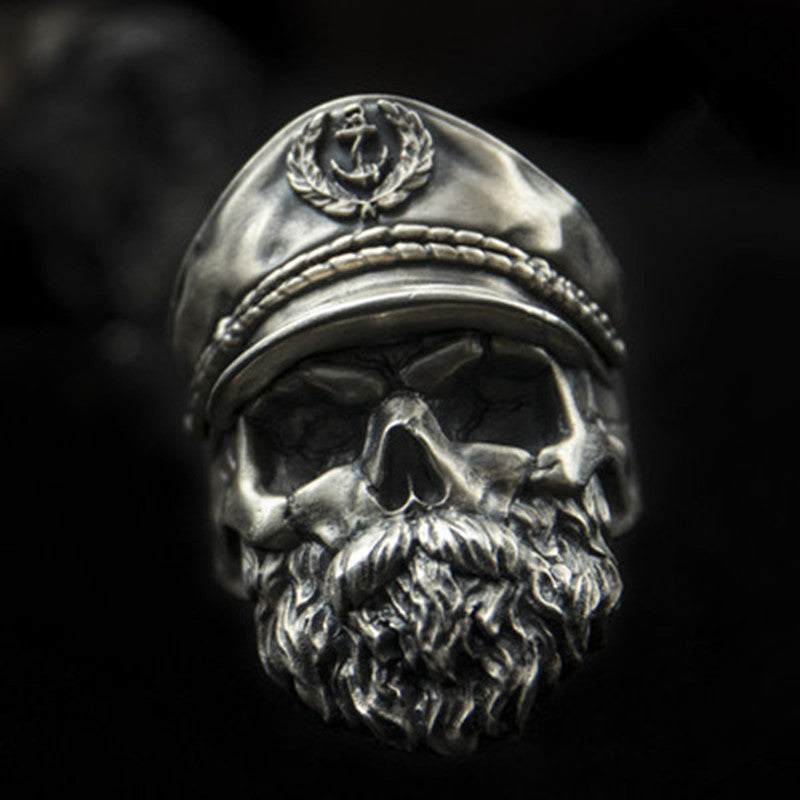 Wholesale Men's Skull Officer Open Metal Ring