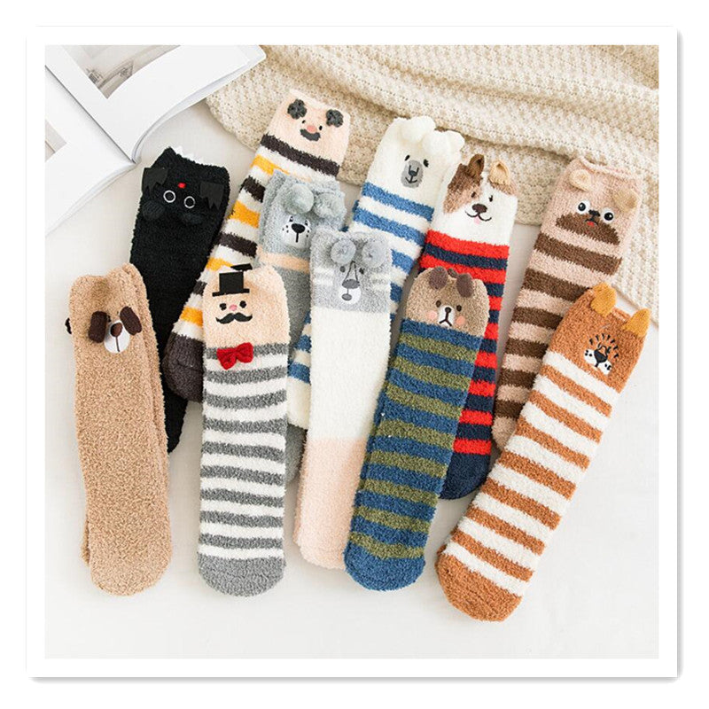 Wholesale Christmas plus velvet warm coral fleece socks gift box