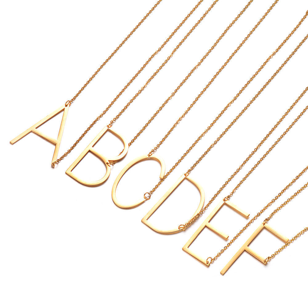 Wholesale English Large Letter Titanium Steel Necklaces