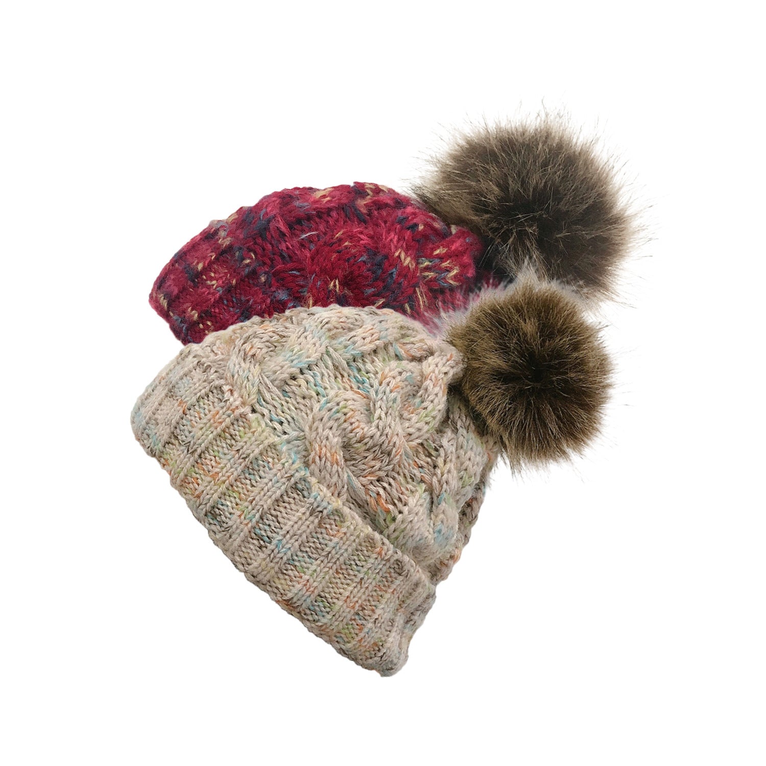 Wholesale Colorful Reverse Edge Twist Knitted Hat Ponytail Wool Hat Dual-purpose