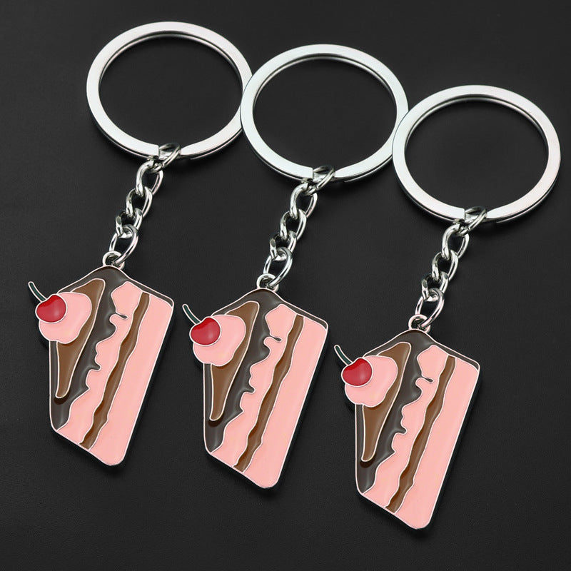 Wholesale Coffee Dessert Chocolate Cake Alloy Keychain