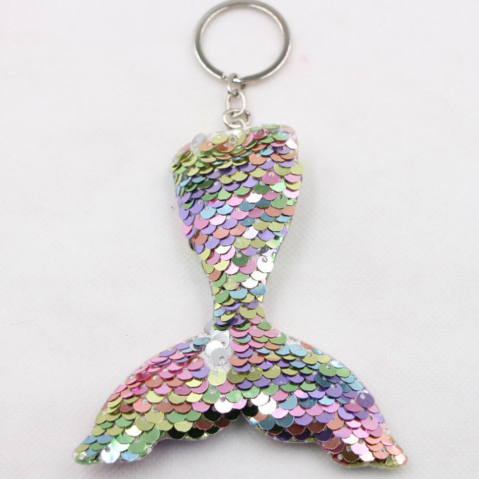 Wholesale Mermaid Tail Double Sided Sequin Keychain Pendant Fashion Accessory For Resale