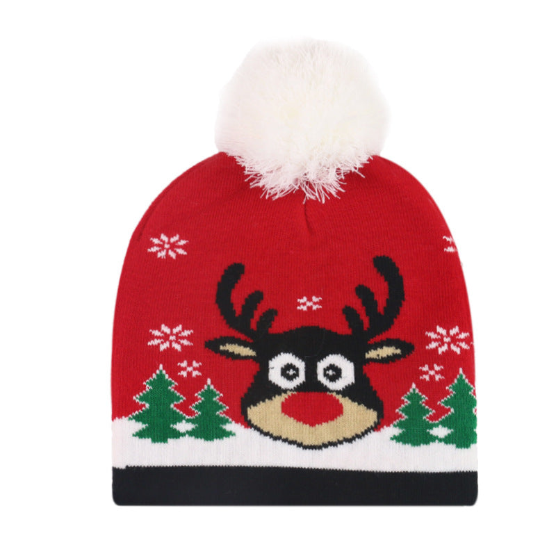 Wholesale Christmas Warm Ball Pullover Knitted Jacquard Hat