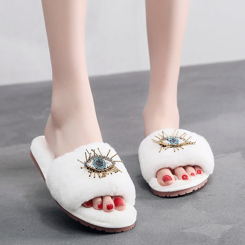 Wholesale Devil Eye Plush Slippers
