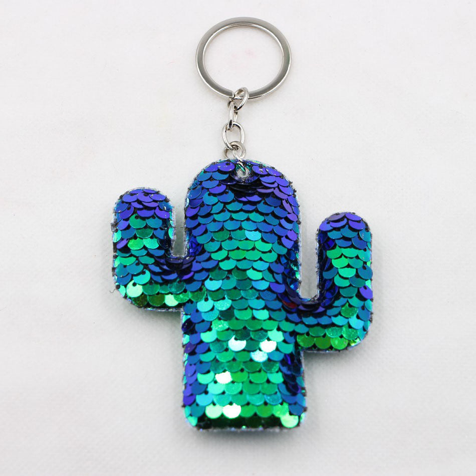 Wholesale Reflective Double Sided Sequin Keychain Elephant Unicorn Design Bag Charm Car Key Accessory