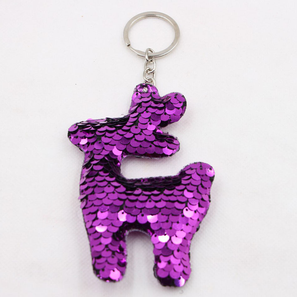Wholesale Pink Sequin Giraffe Keychain Cute Bag Charm Christmas Pendant For Girls