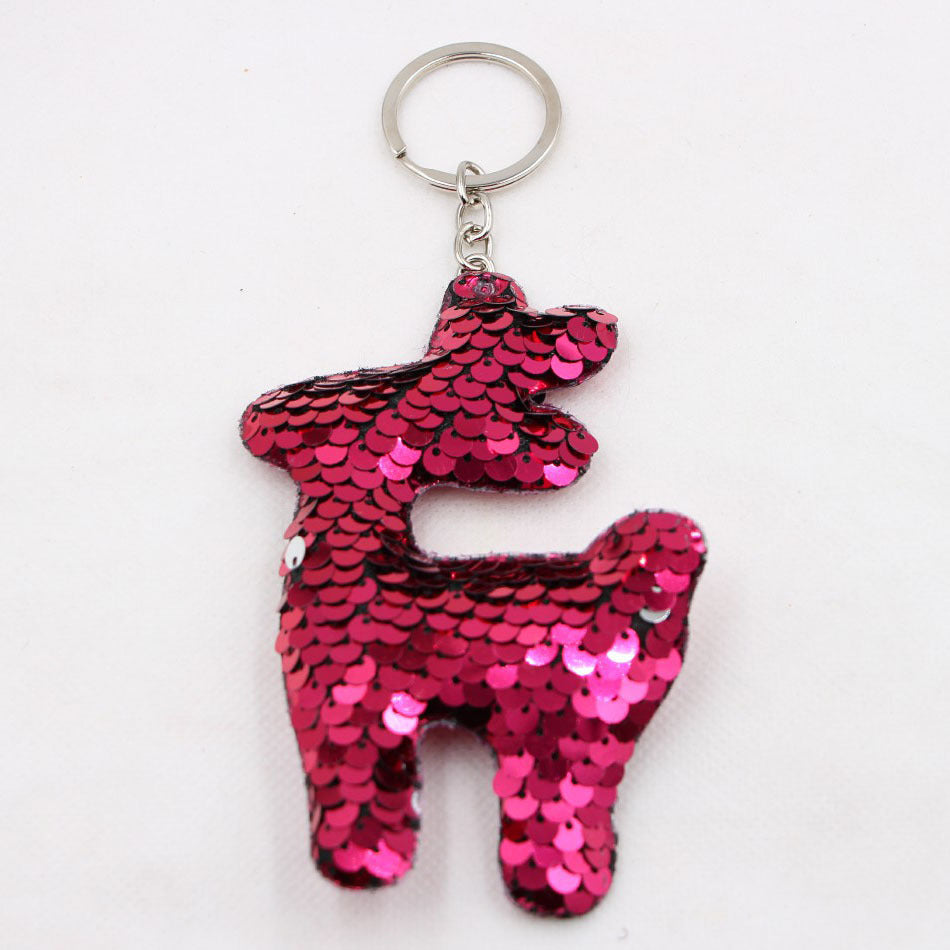 Wholesale Pink Sequin Giraffe Keychain Cute Bag Charm Christmas Pendant For Girls