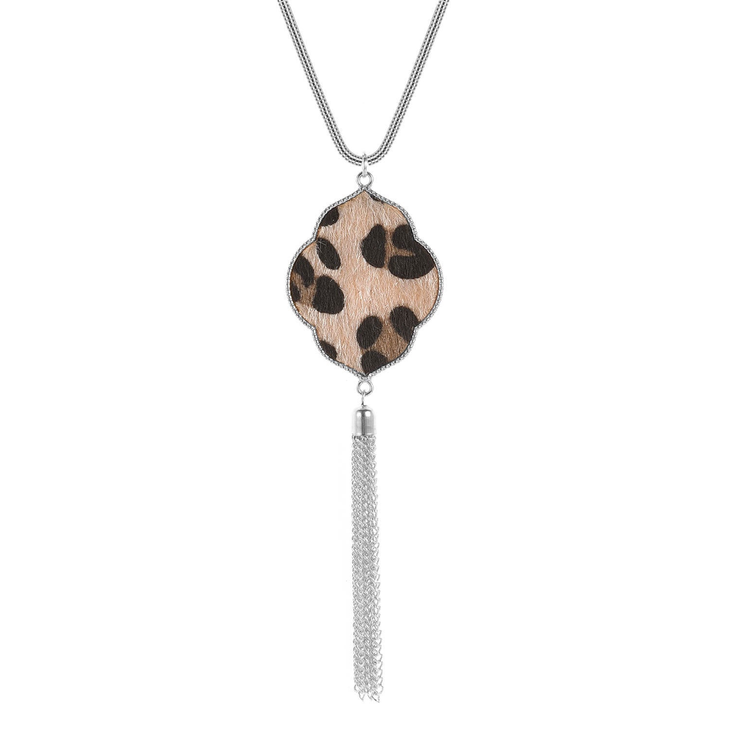 Wholesale Horsehair Leopard Pattern Tassel Necklaces