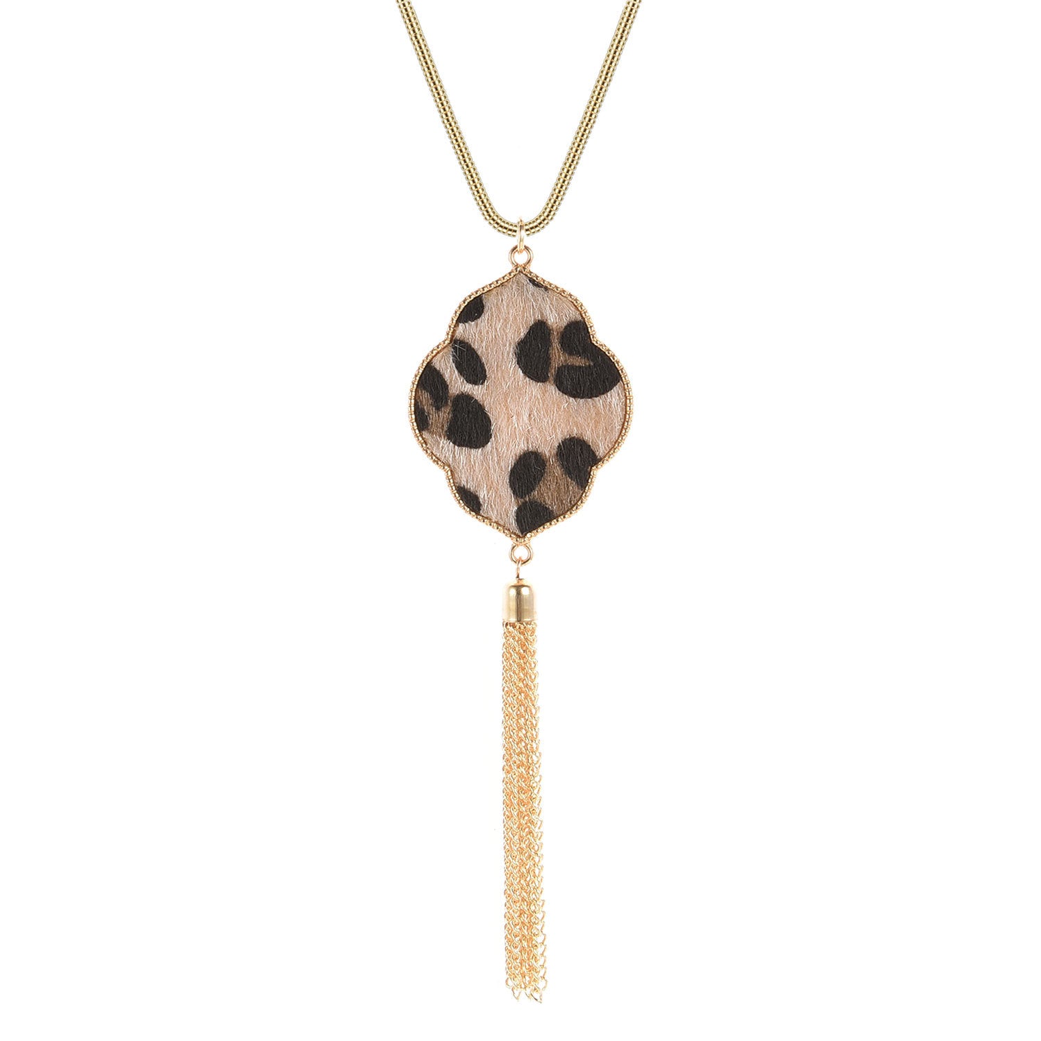 Wholesale Horsehair Leopard Pattern Tassel Necklaces