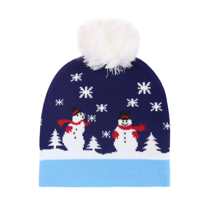 Wholesale Christmas Warm Ball Pullover Knitted Jacquard Hat