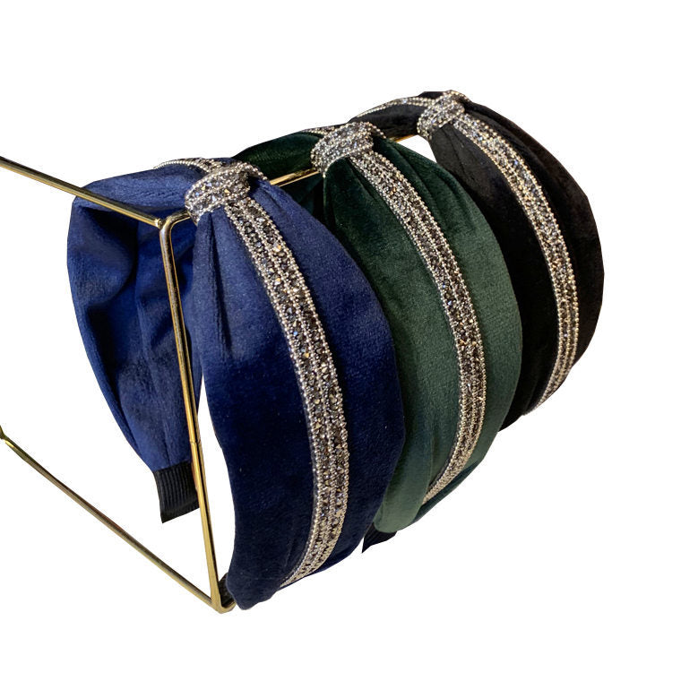 Wholesale New Fabric Velvet Knotted Rhinestone Headband