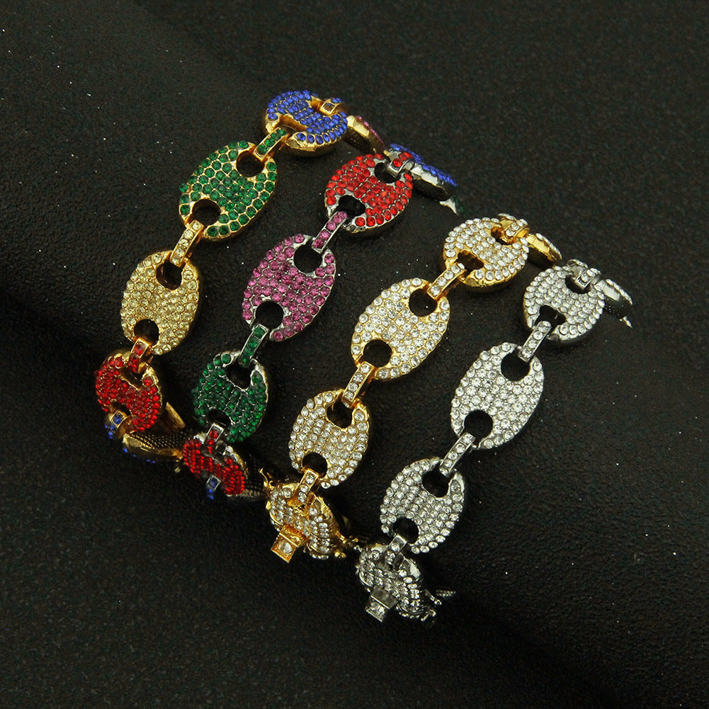 Wholesale Color Diamond Pig Nose Alloy Bracelet