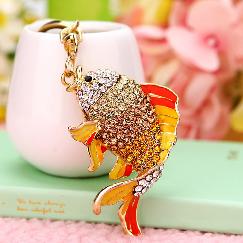 Wholesale Chic Swan Rhinestone Car Keychain Bag Charm Metal Key Ring For Women Wedding Gift Accessory