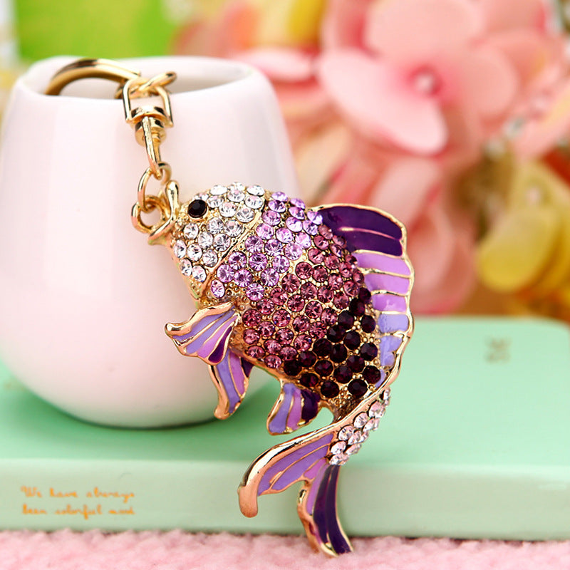 Wholesale Creative rhinestone cute yellow duck keychain