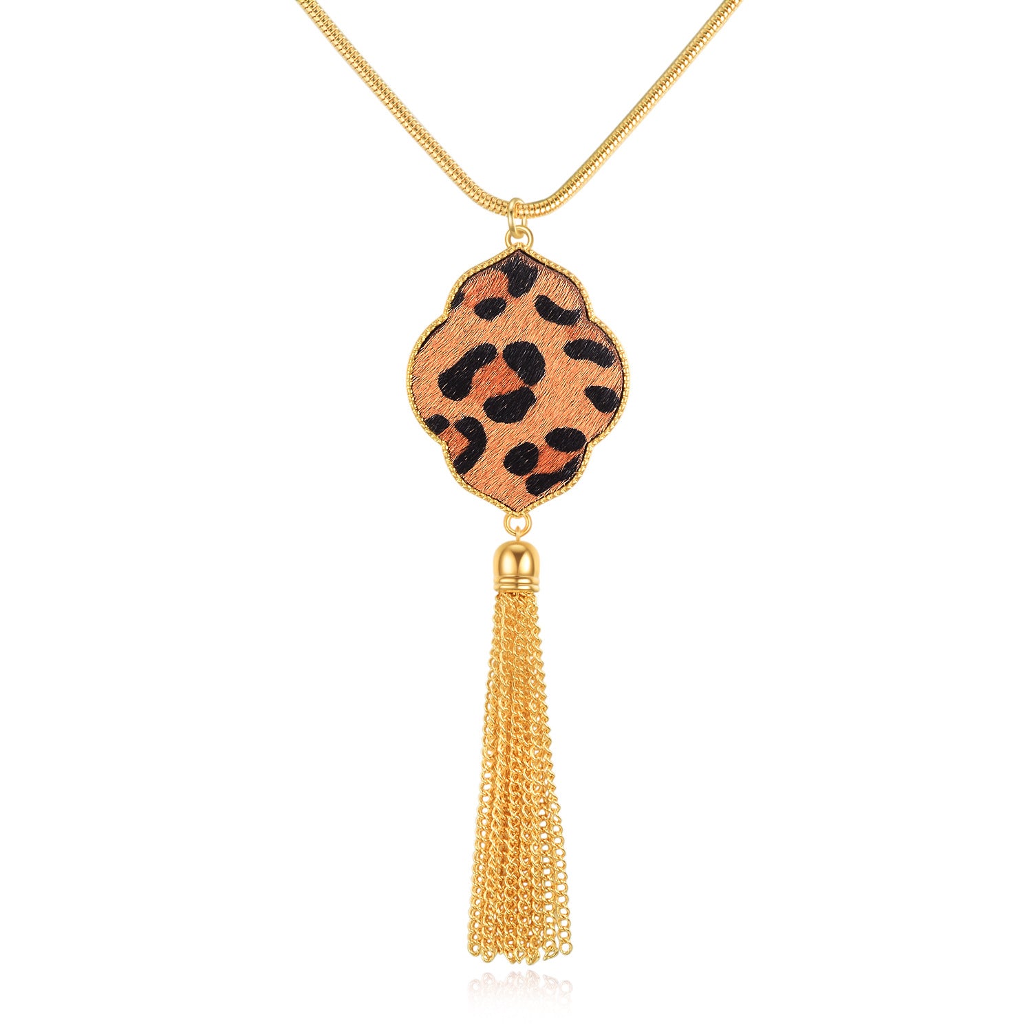 Wholesale Horsehair Leopard Pattern Tassel Necklaces