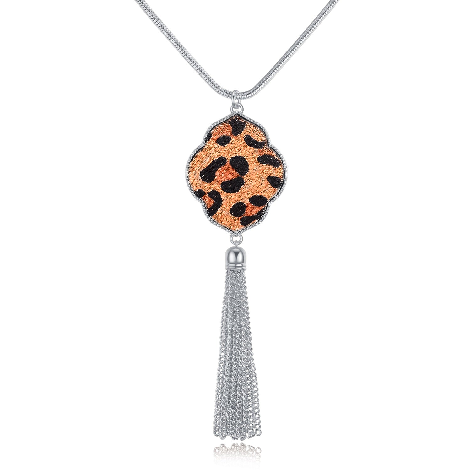 Wholesale Horsehair Leopard Pattern Tassel Necklaces