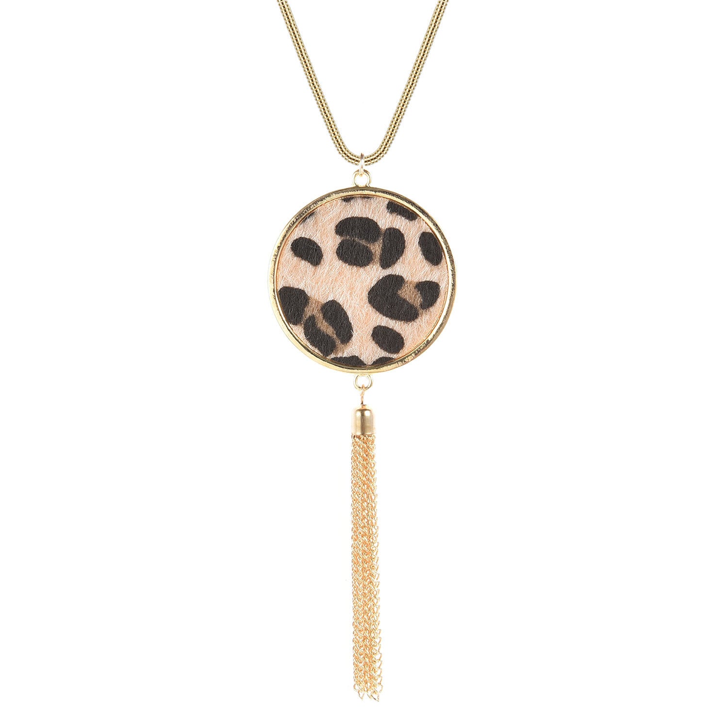 Wholesale Leopard Disc Tassel Long Necklaces
