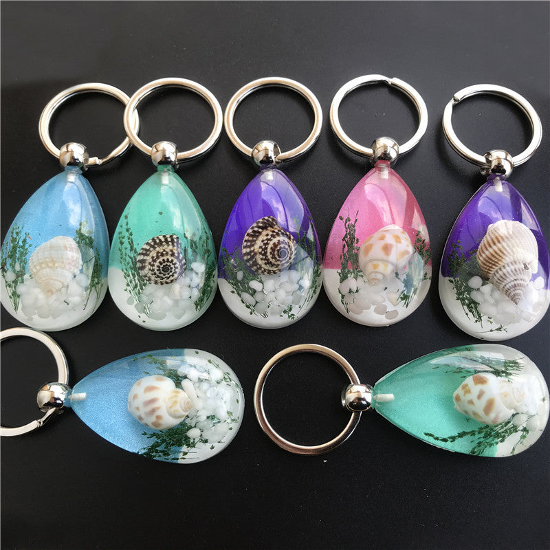 Wholesale Epoxy Resin Conch and Starfish Keychain