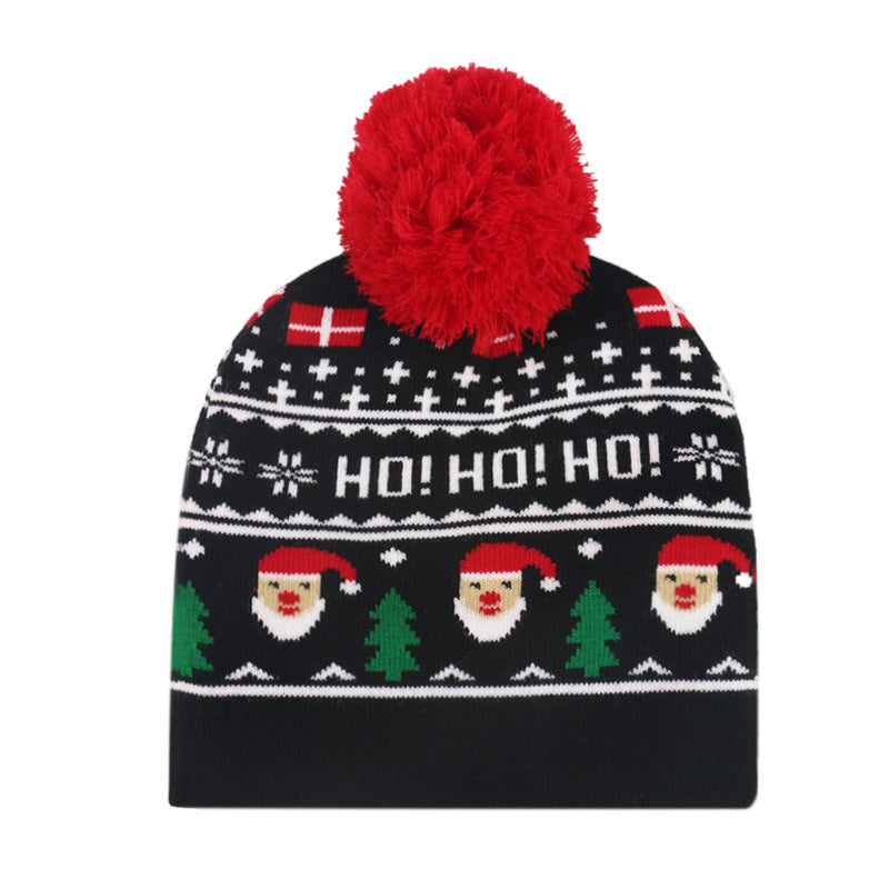 Wholesale Christmas Warm Ball Pullover Knitted Jacquard Hat