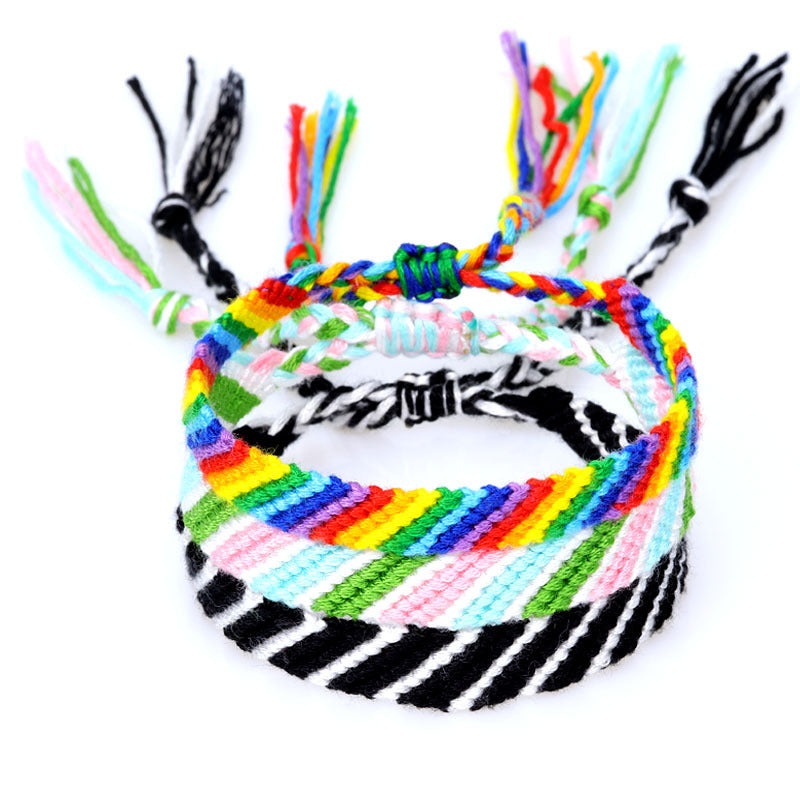 Brazalete trenzado de algodón de cuerda biselada de borde biselado al por mayor