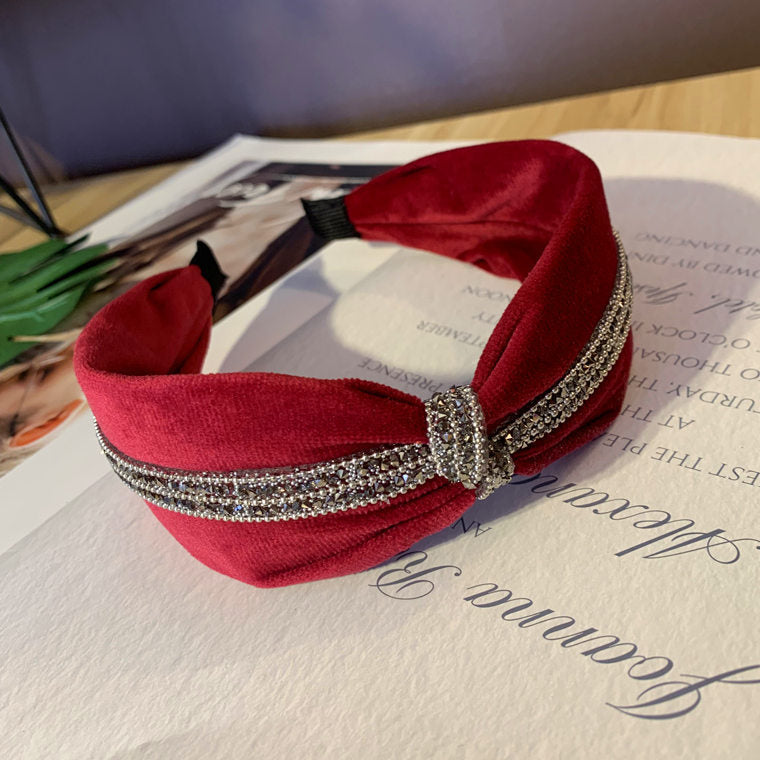 Wholesale New Fabric Velvet Knotted Rhinestone Headband