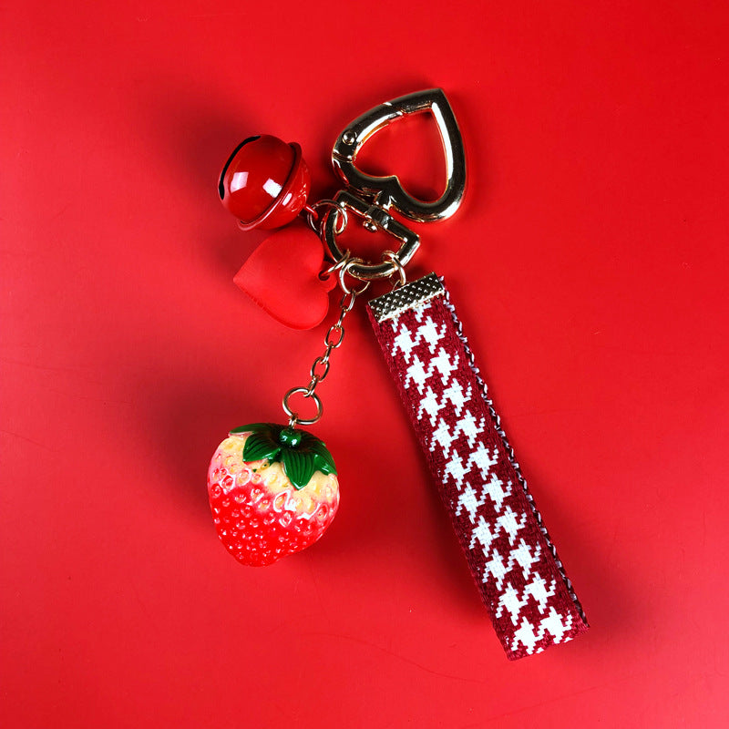 Wholesale Metal Strawberry Bell Keychain
